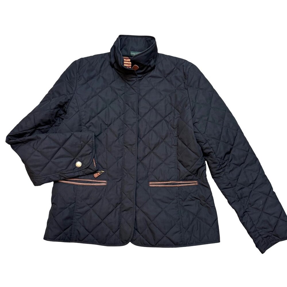 Lauren Jeans Co Ralph Lauren Women's Jacket M Black Quilted Velboa Equestrian